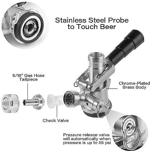 TMCRAFT Kegerator Tower Kit, Double Tap Beer Conversion Kit, Stainless Steel Beer Tower with Dual Gauge CGA-320 Regulator & D-System Keg Coupler for Bars, Pubs, and Restaurants