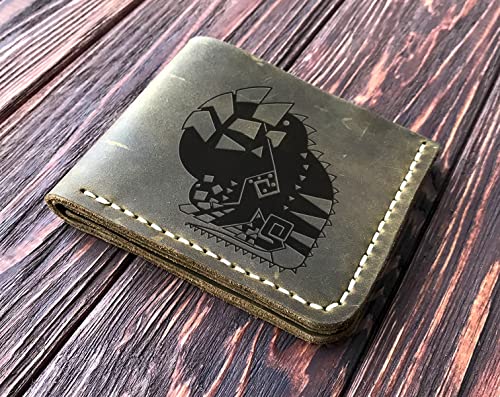 Dodogama MHW Wallet Mens, Christmas Gift for Him, MHW Personalized Mens Leather Wallet, Gamer Gift, Custom Leather Wallet Handmade Husband Gift Boyfriend Gift, Geek Gift s274