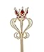 Pensoda Gold Pearl Rhinestone scepter Festival Wand Pageant Costume Props (Gold-Red)