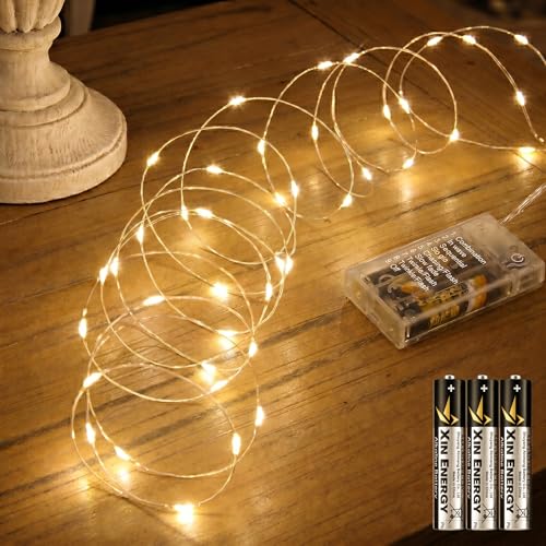 SINAMER Fairy Lights Battery Operated (Included), 8 Modes & Auto Timer, Warm White 16FT 50Led Mini...