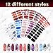 Maitys 168 Pcs 12 Sheets Full Wrap Nail Stickers Polish Strips Gradient Stickers Glitter Self Adhesive DIY Gel Nail Strips Decals with 1 Pcs Fingernail Files for Holiday Decor(Vintage Style)