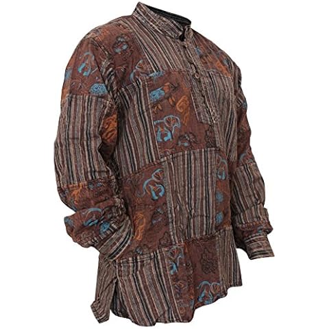 Camisa hippie con parche estampado de piedras SHOPOHOLIC FASHION para hombre Cover