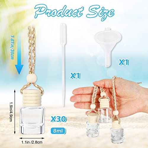 Image of Whaline 30 Pcs Oil Air Freshener Diffuser Car Hanging Bottles Empty Glass Perfume Bottle Pendant with Funnel Pipette for Essential Oils Fragrance Aromatherapy Vials Ornament Interior Decoration,8 ML