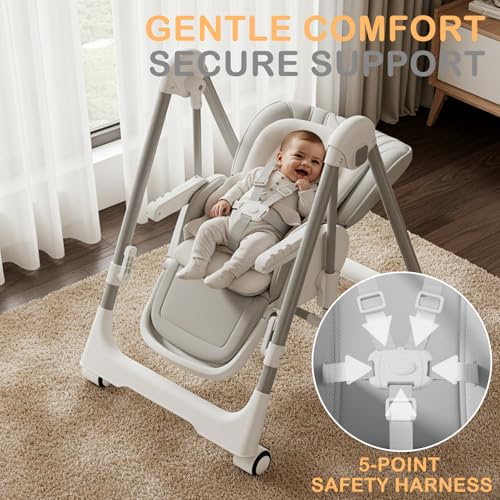 Image of 3-in-1 Foldable High Chairs for Babies and Toddlers with Rocking Mode