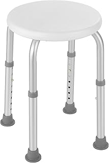 Duschhocker, Badhocker, Duschstuhl mit Rutschfesten Gummifüßen, Stabil, Leichter, 8-Fach Höhenverstellbar (36-54 cm), für ältere Senioren, Behinderte, Schwangere
