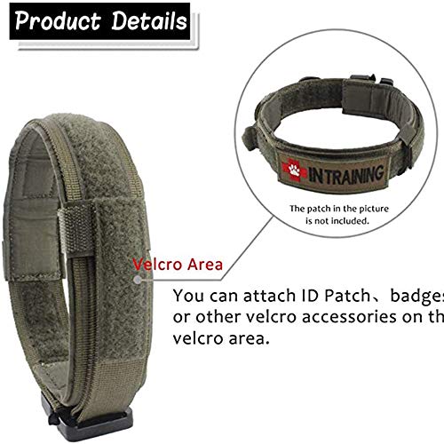 Image of Tactical Dog Collar and Leash Set Adjustable Military Nylon Dog Collar with Control Handle and Heavy Duty Metal Buckle for Large Dogs(Green XXL