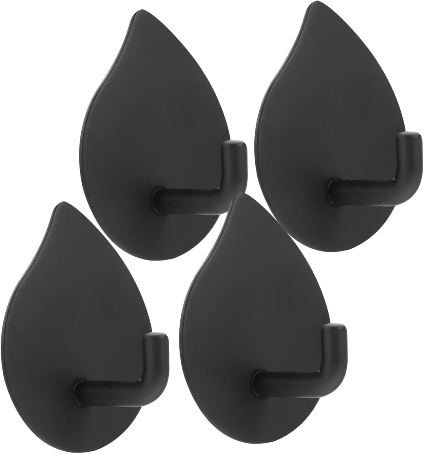 jojofuny 4pcs 304 Stainless Steel Wall Hooks Self Adhesive Heavy Duty Towel and Robe Hooks for Bathroom Kitchen Black Waterdrop Style