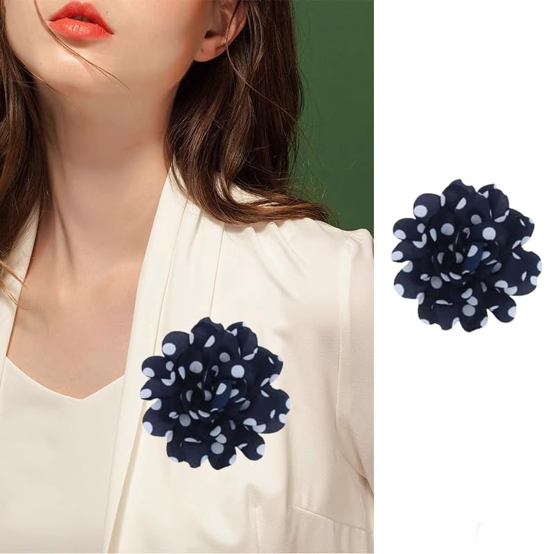 Image of Flower Hair Clip and Brooch Pin Double Color Spot Flower Broochs Lapel Pins Dainty Elegant Camellia Brooch Pin Handmade Petals DIY Clothing Shoes Hats Accessories Wedding Party Dance Banquet Dress Suit Ceremony Jewelry Accessories for Women