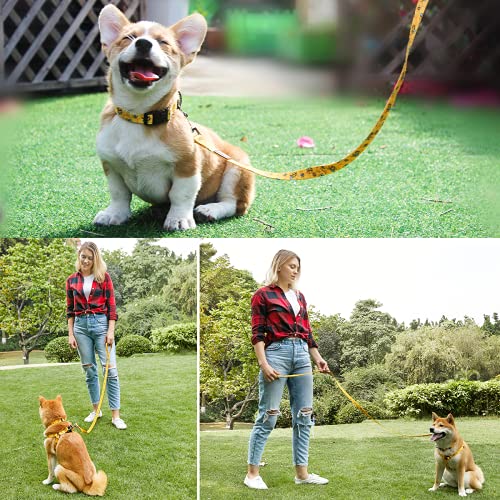Dog Harness Collar Leash Set - No Pull Pet Adjustable Back Clip Halter Basic Collar Heavy Duty 5Ft Anti-Twist Leash For Extra Small Puppy Medium Large Breed Training Easy Walk Running (Yellow Bee, S) #TOP5