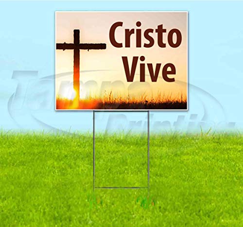 Cristo Vive (18" X 24") Yard Sign, Quantity Discounts, Multi-Packs, Includes Metal Step Stake, Bandit Sign