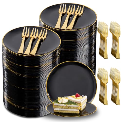 Festiva 400Pcs Black Gold Dessert Plates 6.3 Festiva 400Pcs Black Gold Dessert Plates 6.3