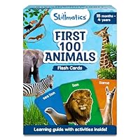 Skillmatics Thick Flash Cards for Toddlers - First 100 Animals, Montessori Toys, Preschool Learning Activities, Learning Aids, Gifts for Kids Ages 1, 2, 3, 4 Years