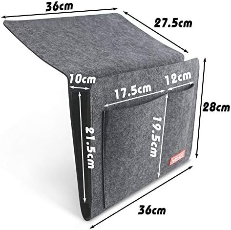 HAKACC Bedside Storage Pocket, Bedeside Organiser Felt Bedside Caddy with 7 Pocket for Bed Rails Sofa Organising Pad Magazine Books