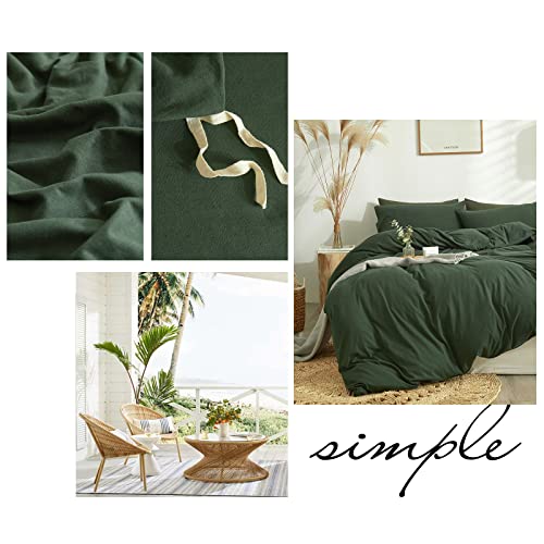 Mkxi Olive Green Duvet Cover King Solid Green Bedding Set Breathable Soft Knitted Cotton Simple Bedroom Collection Easy Care Solid Color Adults Bedding Zipper Closure #TOP6