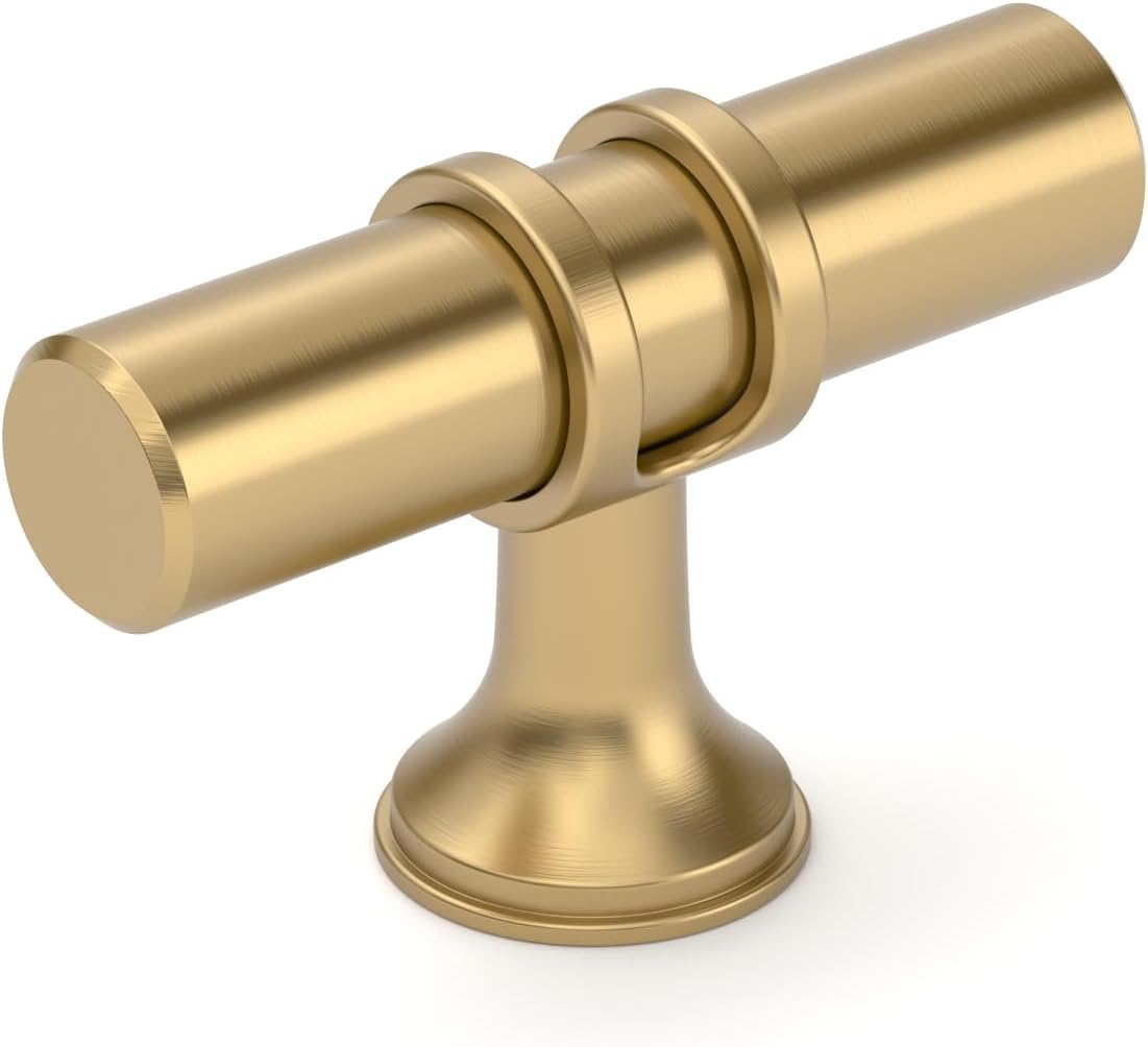 Amerdeco 10 Pack Champagne Bronze Cabinet Knobs 2 Inch T Bar Cabinet Pulls Kitchen Cabinet Handles Cabinets Hardware Drawer Pulls ZH0050 knobs Champagne Bronze
