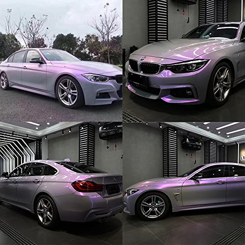 Asendiway Chameleon Glossy Light Grey To Purple Car Vinyl Wrap Roll Color Change Adhesive Decal Sticker Film Stretchable Air Release Diy Vehicle Vinyl #TOP7