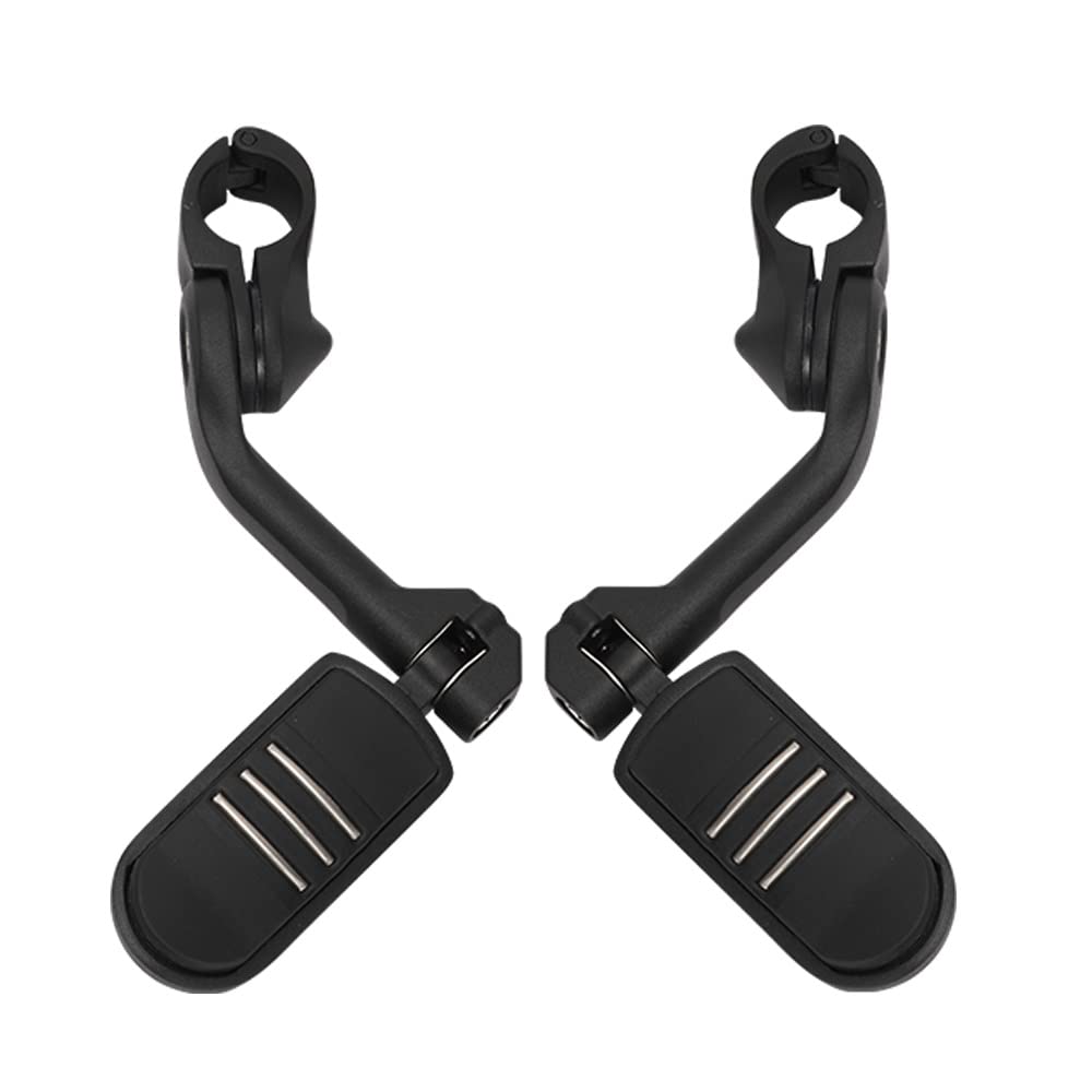 HIMIKI Motorcycle Highway Pegs Crash Bar Adjustable Foot Peg Compatible with Softail Sportster Electra Road Glide Road King Street Glide with 1.25" Engine Guard Matte Black Long Angled