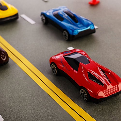 Tuko Car Toys Die Cast Carrier Truck Vehicles Toy For 3-12 Years Old Boy Girl Toy Gift(Includes 6 Alloy Cars,3 Animal Cars,3 Number Cars And Traffic Accessories)(Red) #TOP6