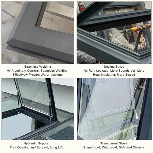 Miniatura 8 de Wiging Casa Con Claraboya Ventana De Tejado Ático Techo Pequeño Tapa De Trampilla De Escape Sótano Puerta Con Luz Natural Montaje Empotrado Subterráneo Ventana De Pozo De Luz Black