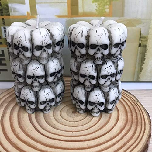 3D Skull Design Silicone Candle Mold Decorated Pillar Candle Mould Handcrafted Silicone Molds For Candle Wax Resin Gyspum Crafts Making #TOP2