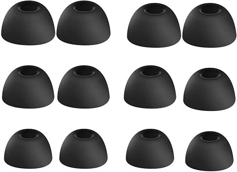 Replacement Ear Caps Compatible with Skullcandy Dime 3, 2, Push Active, Grind Fuel, Rail ANC Eartips, Soft Silicone Ear Tips Earbuds Cushions Tip Covers Accessories, 3 Sizes 6 Pairs Black