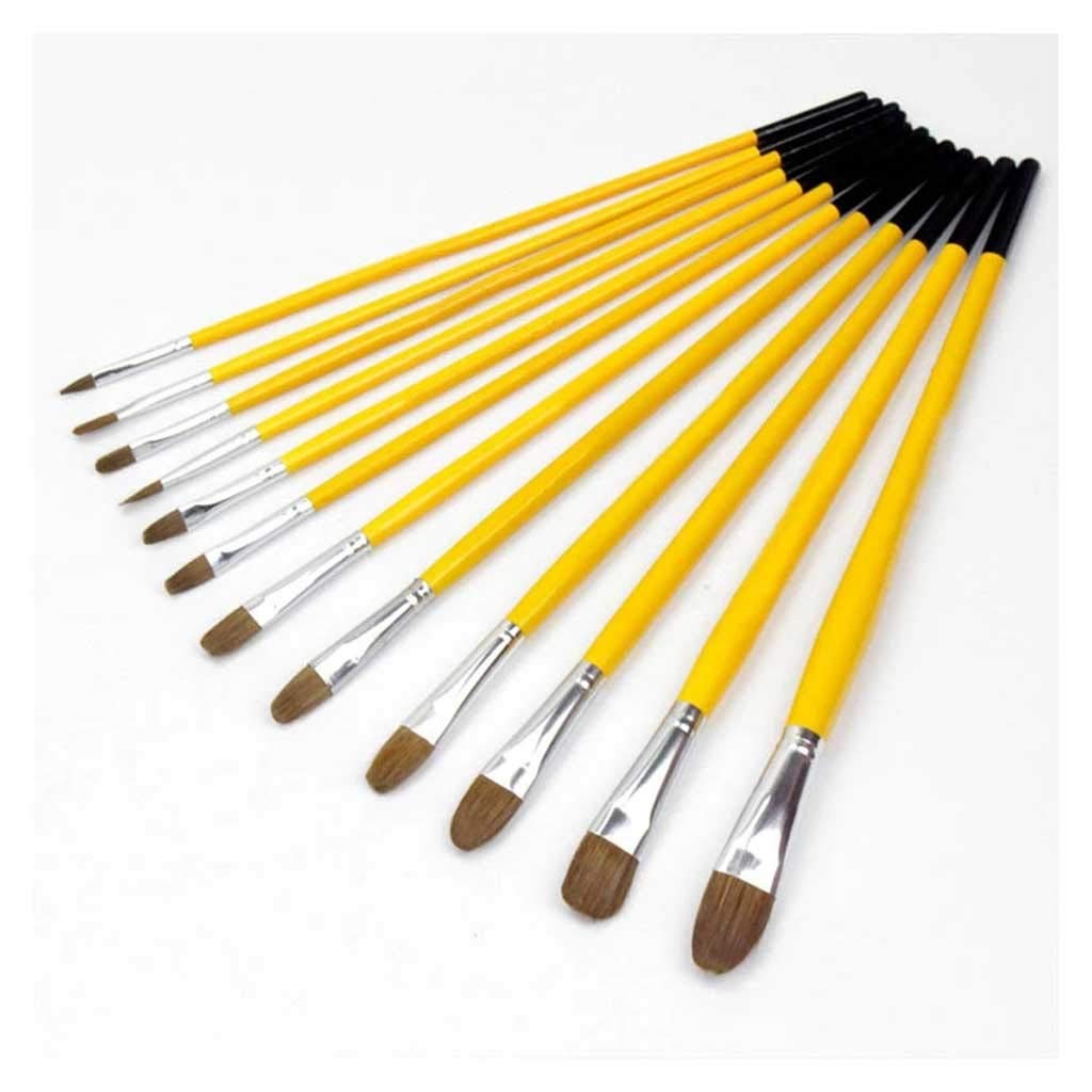 Pinceles para Pintura al óleo con Mango de Madera, Pluma de Pintura, Suministros de Arte DIY, Pincel de Acuarela, 12 Uds., artículos de Dibujo artístico, Pelo de Lobo