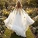 LIPOSA Boho Chiffon Wedding Dress for Bride Sunflower Embroidered Off Shoulder A-Line Bridal Gown with Long Cape Sleeves Ivory US6