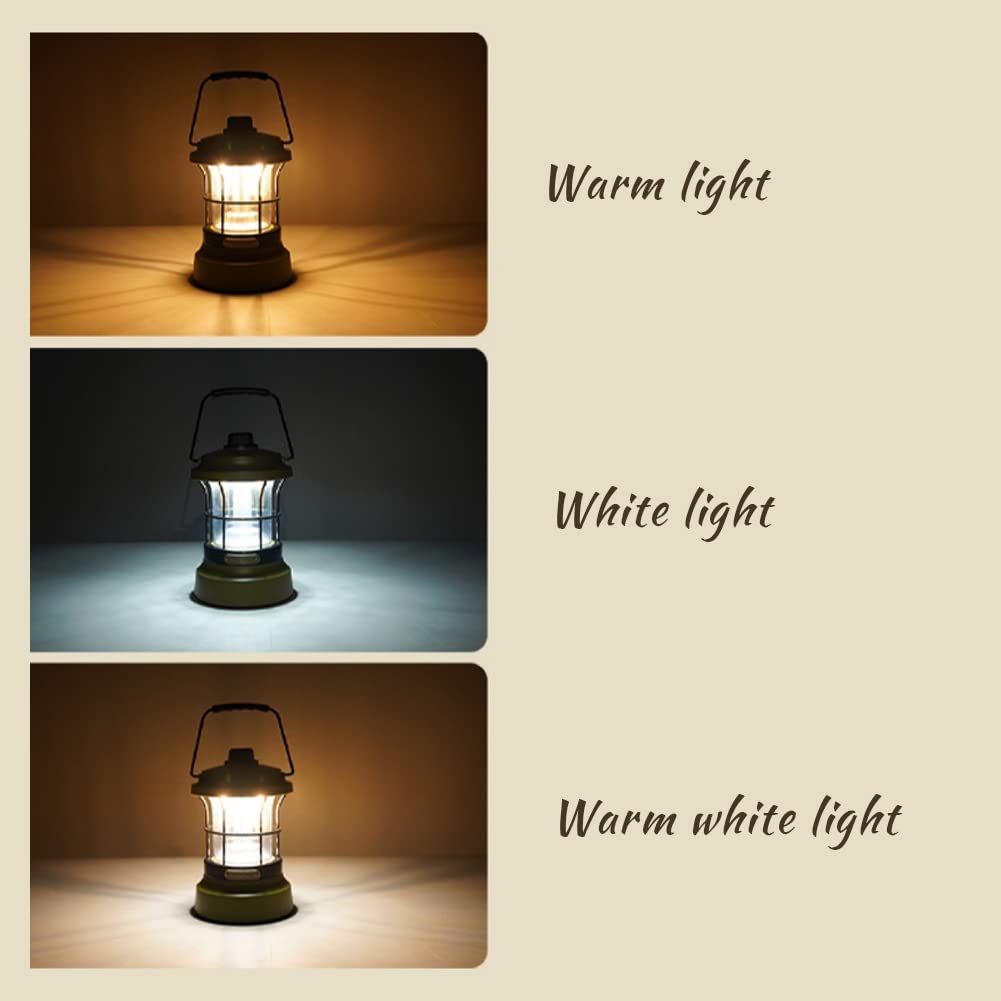 Latarnia kempingowa w stylu retro, z uchwytem, ładowalna, wodoodporna, do użytku na zewnątrz, wisząca lampa namiotowa, na wędkowanie, kemping, latarnie na przerwy w dostawie prądu, C