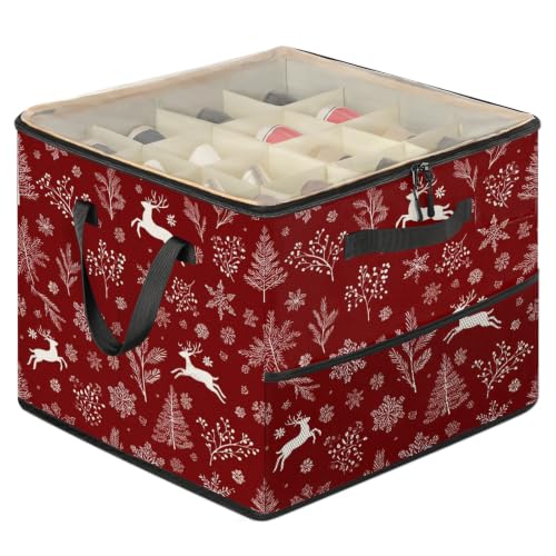 Mownvi Red Christmas Fabric Shoe Organizer Box Winter Snowflakes