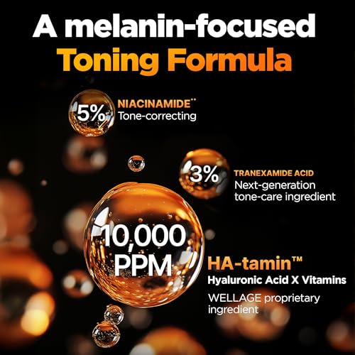 WELLAGE Hyper Toning Glowy Ampoule for face, korean skin care, glutathoine, vitamin c, spot correcting, blemishes skin, acne scars, tone up skin, 1.01 fl.oz