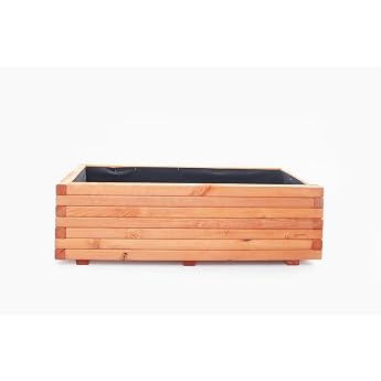 Mega Holz Plant Pot Pine Varnished 120 x 40 cm - Solid & Weatherproof - Ready-Assembled Flower Pot Made of Pine Wood - Rustic Flower Pot for Garden Balcony & Patio Weatherproof and Robust