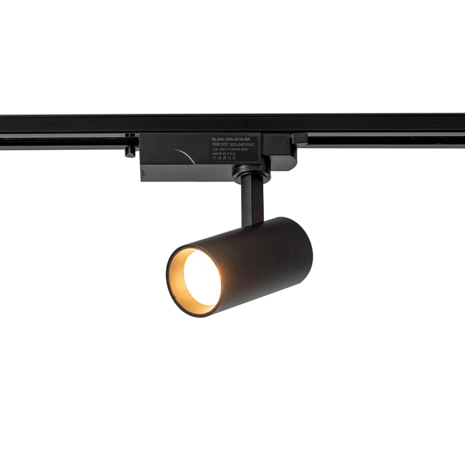 Alpinaluz Foco LED para Carril Monofásico 15W 1500lm CCT Seleccionable 2700K-4000K-6000K Orientable Negro Mate con Ángulo de Apertura de 40° para Iluminación Comercial y Residencial
