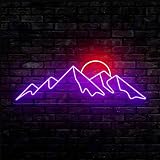 HFHungkeong LED Mountains Sonnenaufgang Sonnenuntergang Wave Neon Signs Dimmbare Neon Schild 5V USB Stromversorgung Wanddekoration Lampe für Zuhause,Studentenwohnheim,Salon,Bar,Party Geschenk