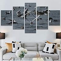 SIGNWIN 5 Panel Canvas Wall Art Birds Closeup Multicolor Photography Realism Relax/Calm Romantics for Home Decorations Ready to Hang - 60