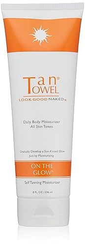Tan Towel Crema hidratante corporal On The Glow, 8 onzas líquidas