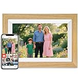 AKImart 10.1 Inch Wooden WiFi Digital Picture Frame, 1280x800 HD IPS Touchscreen Digital Photo Frame Electronic, 32GB Storage, Auto-Rotate, Wall Mountable, Share Photos/Videos via Frameo App