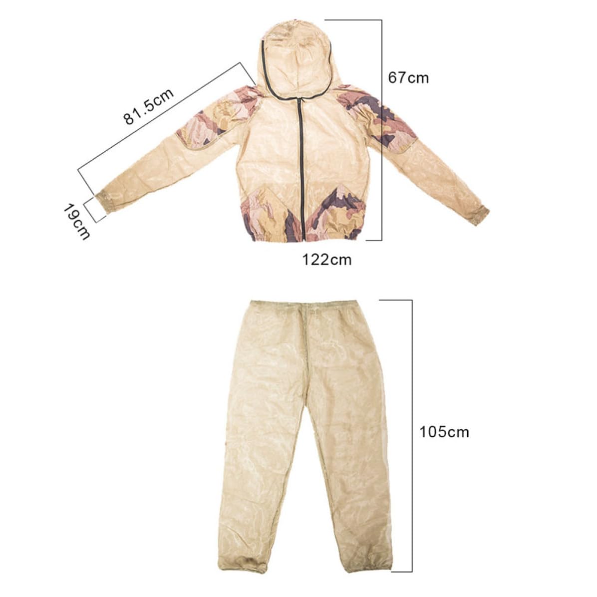 Combinaison 3 Pièces en Maille Khaki pour Randonnée | Tissu à Mailles Ultrafines, Taille Ajustable S 160-175cm et L/xl 175-190cm, Ensemble Unisexe