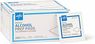 Medline Alcohol Prep Pads, 2-Ply, Sterile, Size Medium, 1.125 x 2.375 Inches, Case of 3000