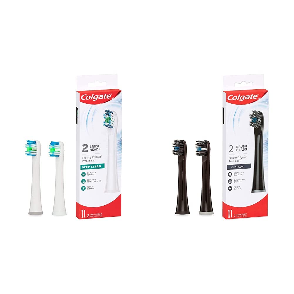 Colgate Proclinical 150 Battery Powered Toothbrush Refill Heads, Pack of 2 & Colgate Proclinical 150 Charcoal Battery Powered Toothbrush Refill Heads, Pack of 2-image-22