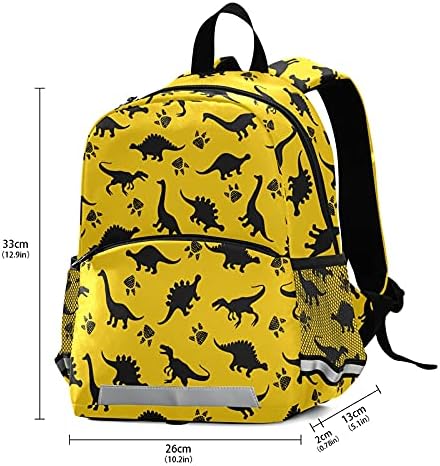Yellow Dinosaur Kids Backpack, Toddlers Small Backpack School Bag Meal Travel Bags for Boys