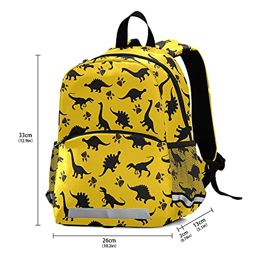 Yellow Dinosaur Kids Backpack, Toddlers Small Backpack School Bag Meal Travel Bags for Boys3
