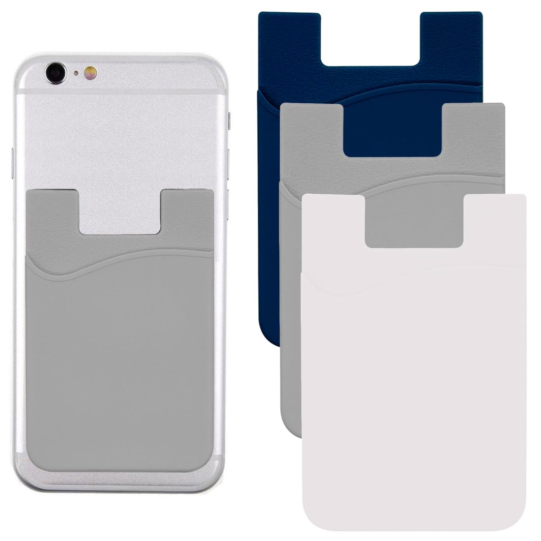 Porta Carte Di Credito Per Cellulare - 3 Pezzi In Silicone, Taschino Adesivo Per Cover - Foto 3