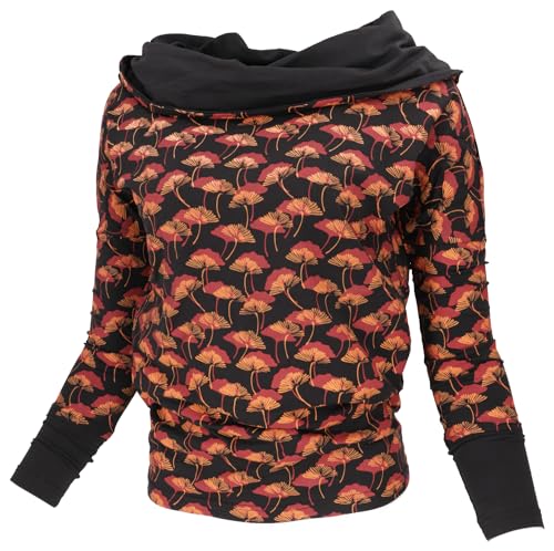 GURU-SHOP, Camisa Larga Suelta, Camisa Boho con Capucha, Café, Algodón, Tamaño:S (36), Suéteres, Sudaderas de Manga Larga