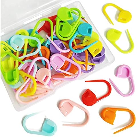 50 Pieces Colorful Knitting Markers Crochet Clips Crochet Pins Bulk Stitch Markers Locking Stitch Knitting Place Markers DIY Craft Plastic Safety Pins Weave Stitch Needle Clip Counter(10 Colors) Cover