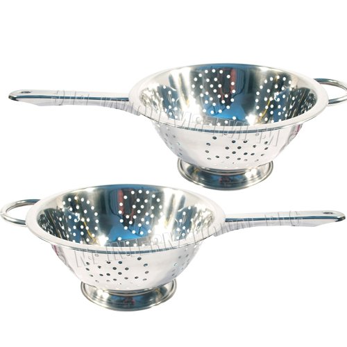 Stainless Steel Colander - with Long Handle, Deep Pasta Spaghetti Salad Strainer | for Pasta, Beans, Or Vegetables Washing Filter Basket (20Cm)