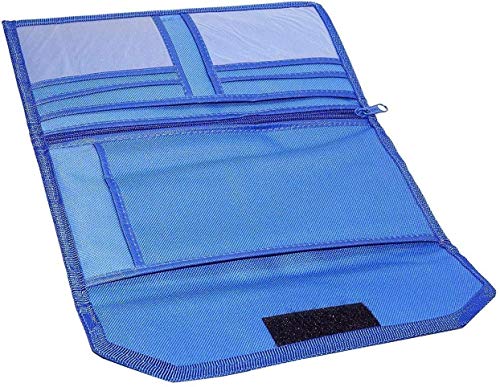 Image of Magpie Collection Nylon Multipurpose Expanding Cheque Book Holder Multi Pocket Travel Organizer Document Bag for Small Accessories- 24 * 12 CM Blue