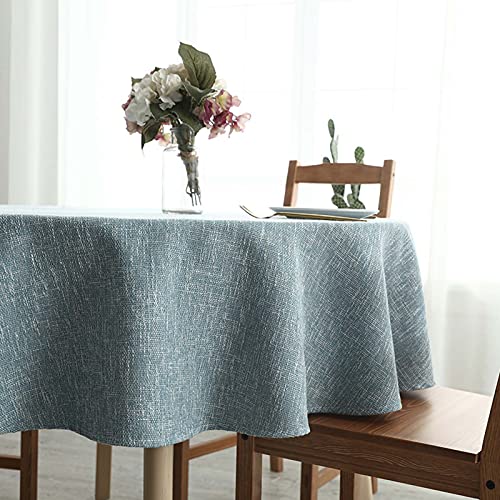 Nappe pour table ronde en lin robuste bleu marine de 130cm - 3