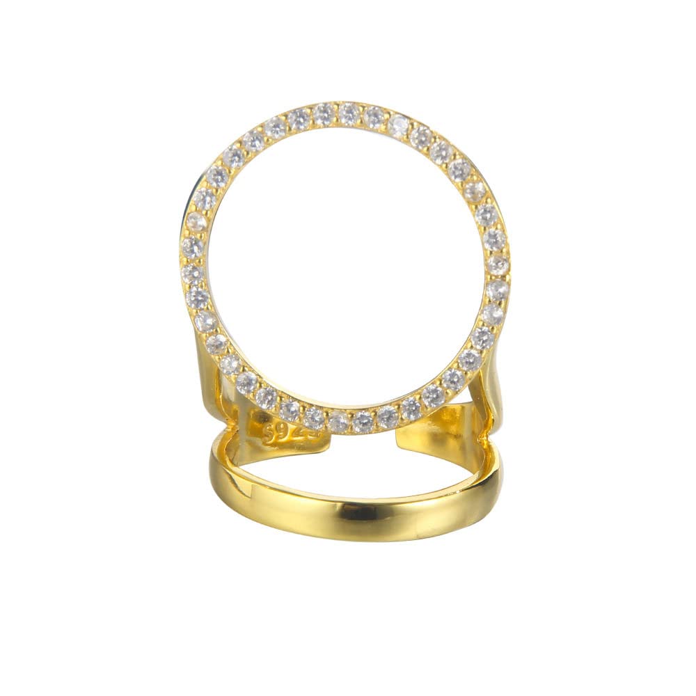 Anello In Argento 925 Da Donna,Anelli Regolabili Per Le Donne Scavano Rotondi In Argento Sterling 925 Con Zirconi Anelli Di Eternità Micropavimentati Fedi Nuziali Placcate Oro Anelli Di Promessa Pe