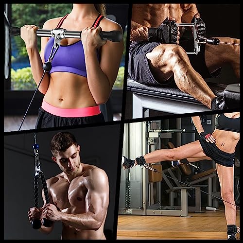 Wnoey Triceps Pull Down Attachment, Cable Machine Accessories For Home Gym (V Handle + Row Handle + Rotating Bar + Tricep Rope + Ankle Straps) #TOP6