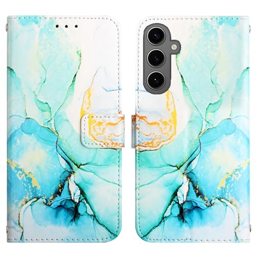 Image of ClickCase for Samsung Galaxy M35 5G Marble Series Faux Leather Back Case Card Holder Wallet with Magnetic Closure Flip Cover for Samsung Galaxy M35 5G (Marble Green)